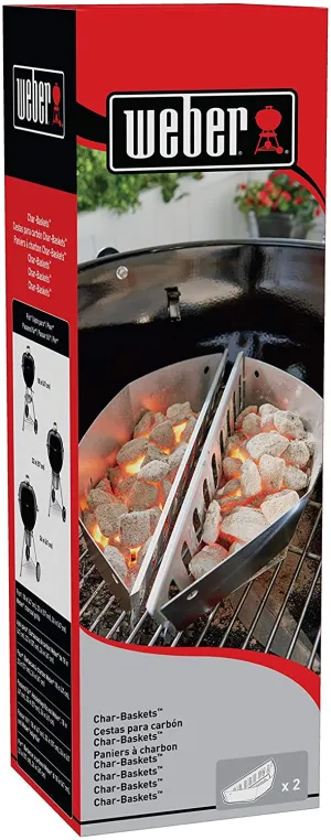 Brand new Weber Char-Baskets! Box is slightly damaged, contents are perfect! these holders allow for convenient indirect cooking.