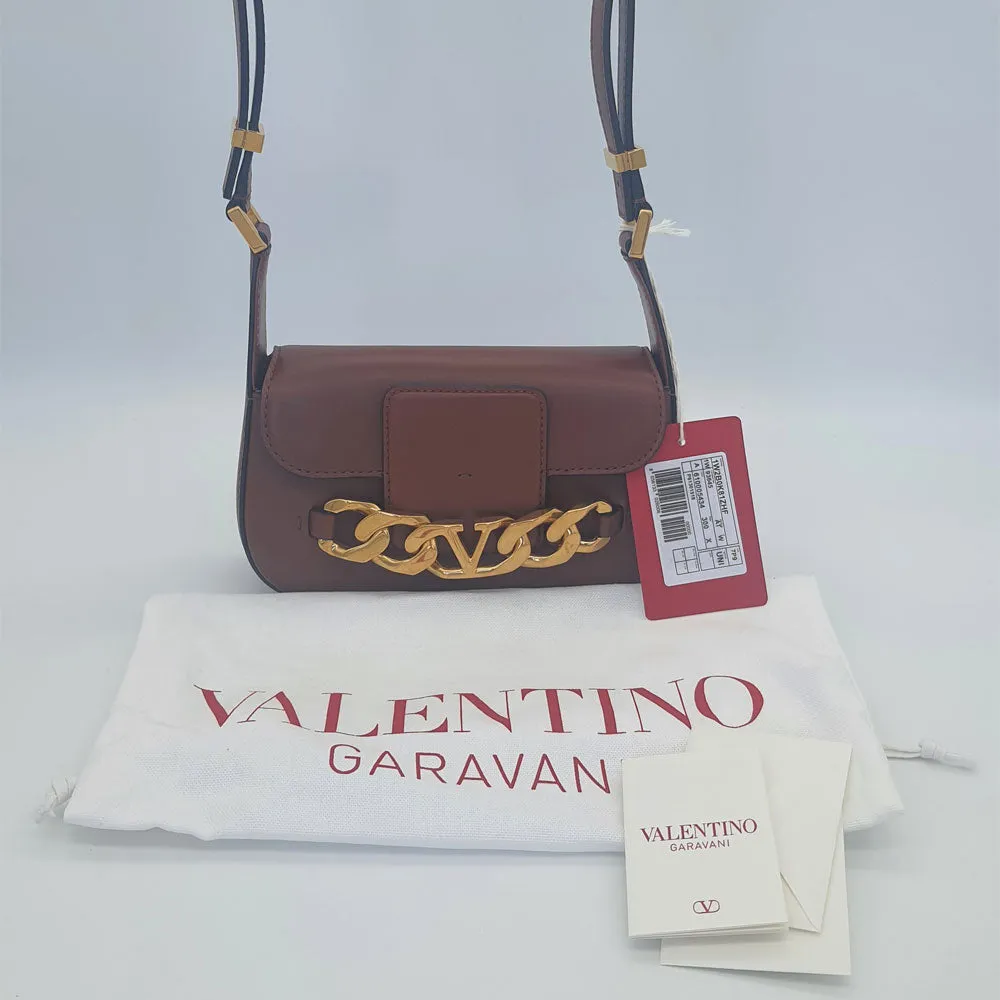Brown V Chain Logo Shoulder Bag