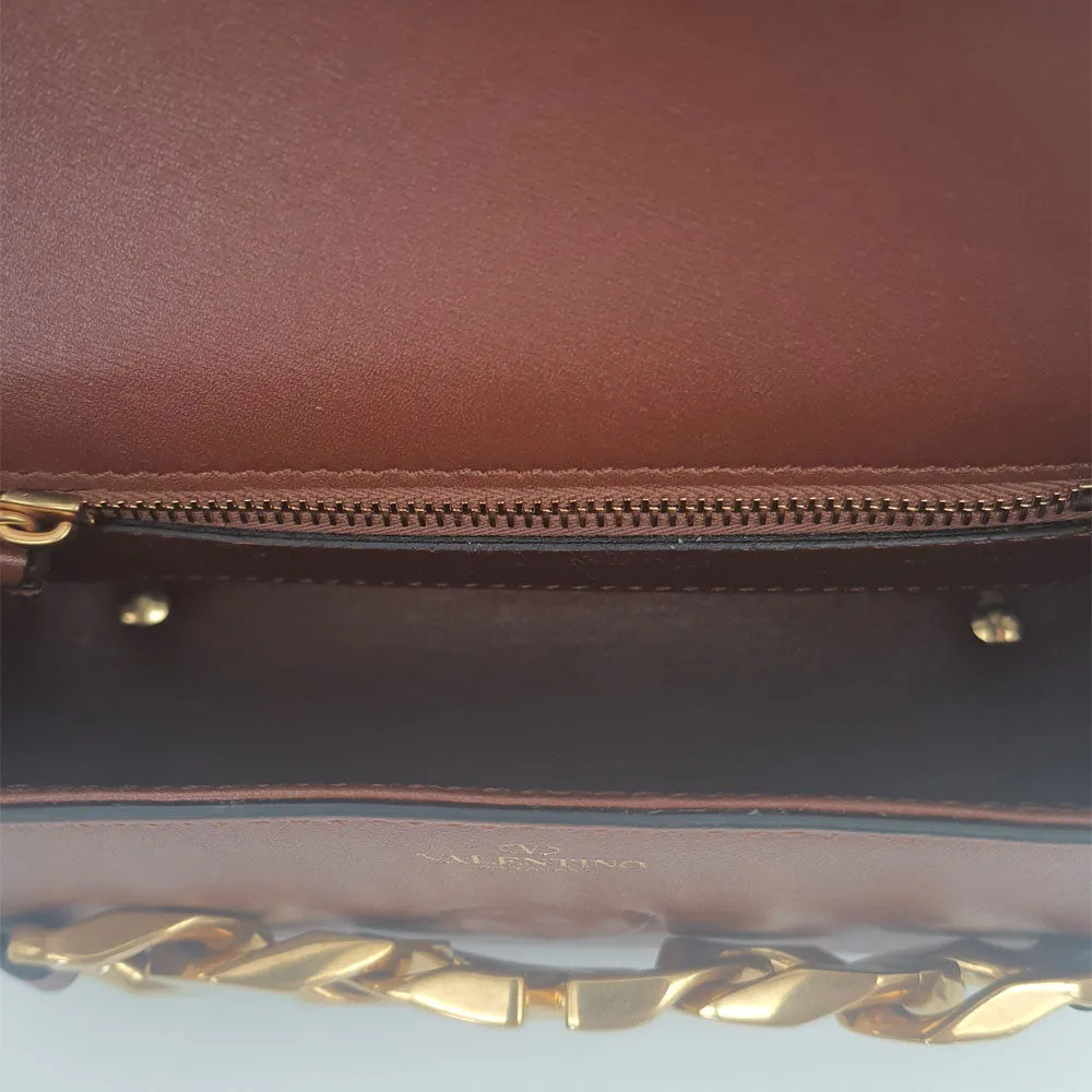 Brown V Chain Logo Shoulder Bag