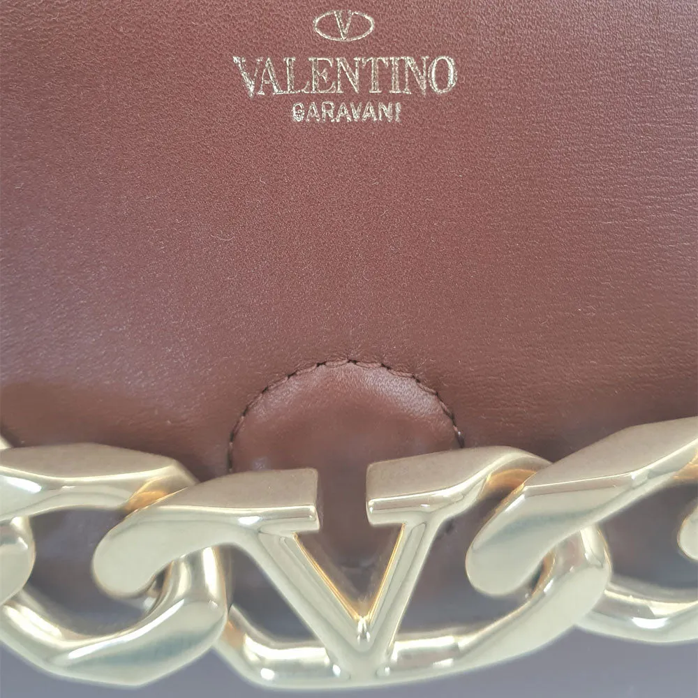 Brown V Chain Logo Shoulder Bag