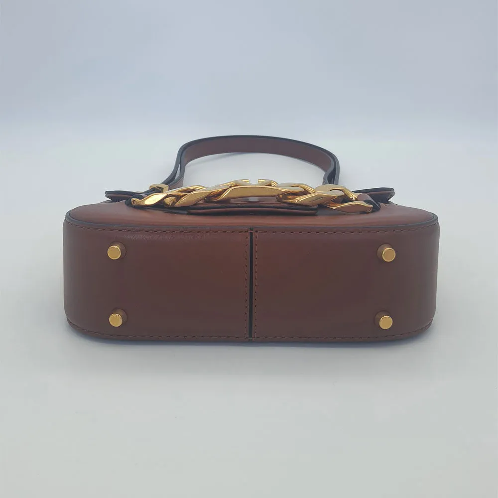 Brown V Chain Logo Shoulder Bag