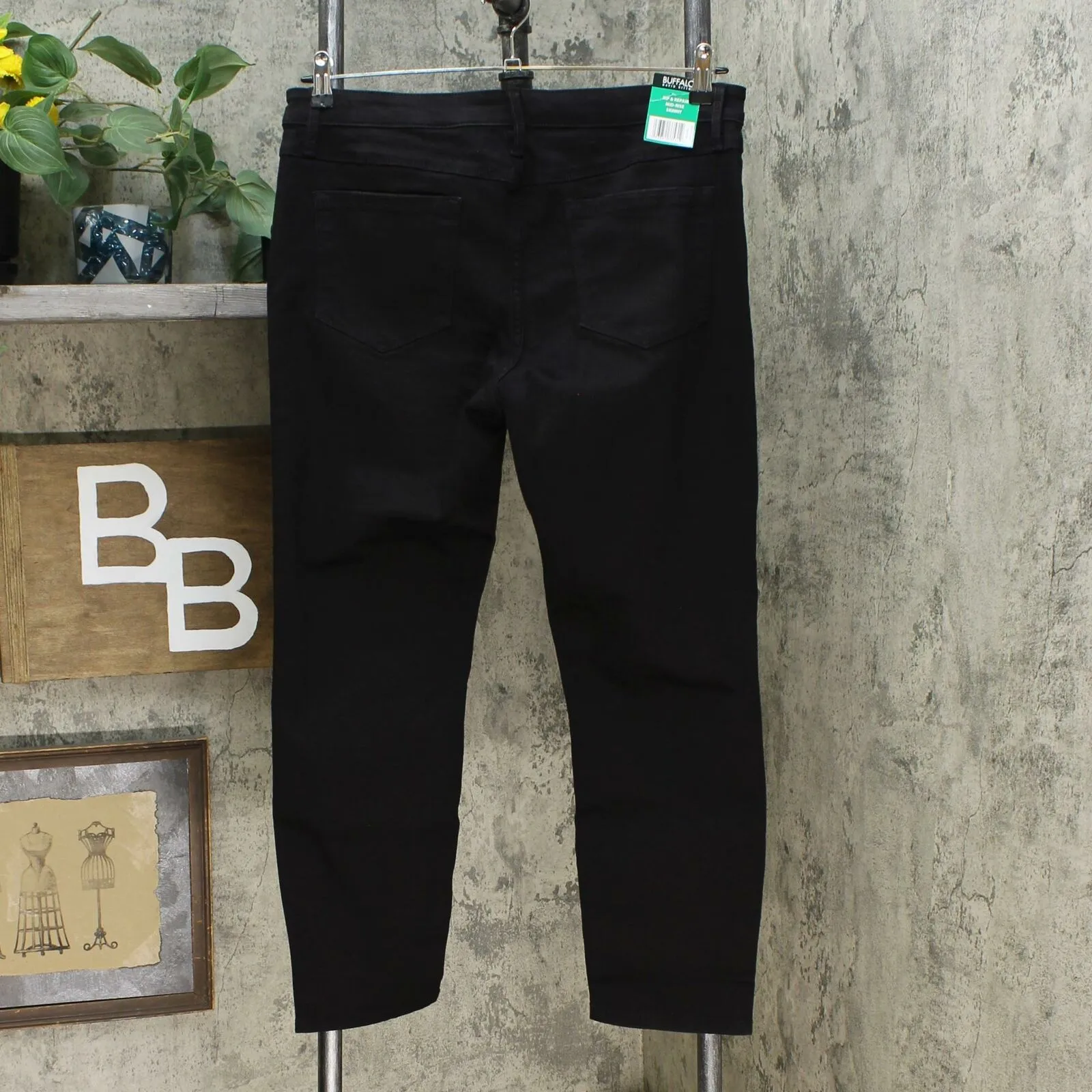 Buffalo Jess Rip And Repair Mid Rise Skinny Jeans Black 12