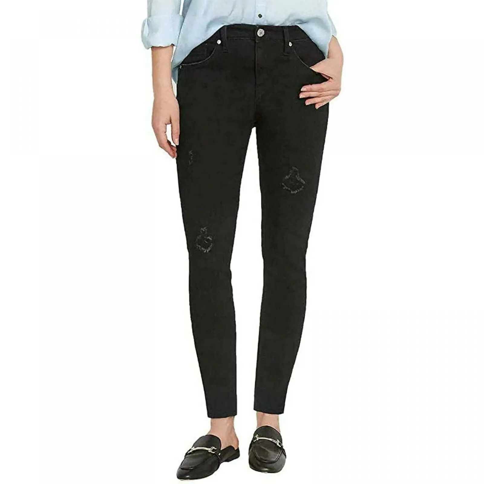 Buffalo Jess Rip And Repair Mid Rise Skinny Jeans Black 12