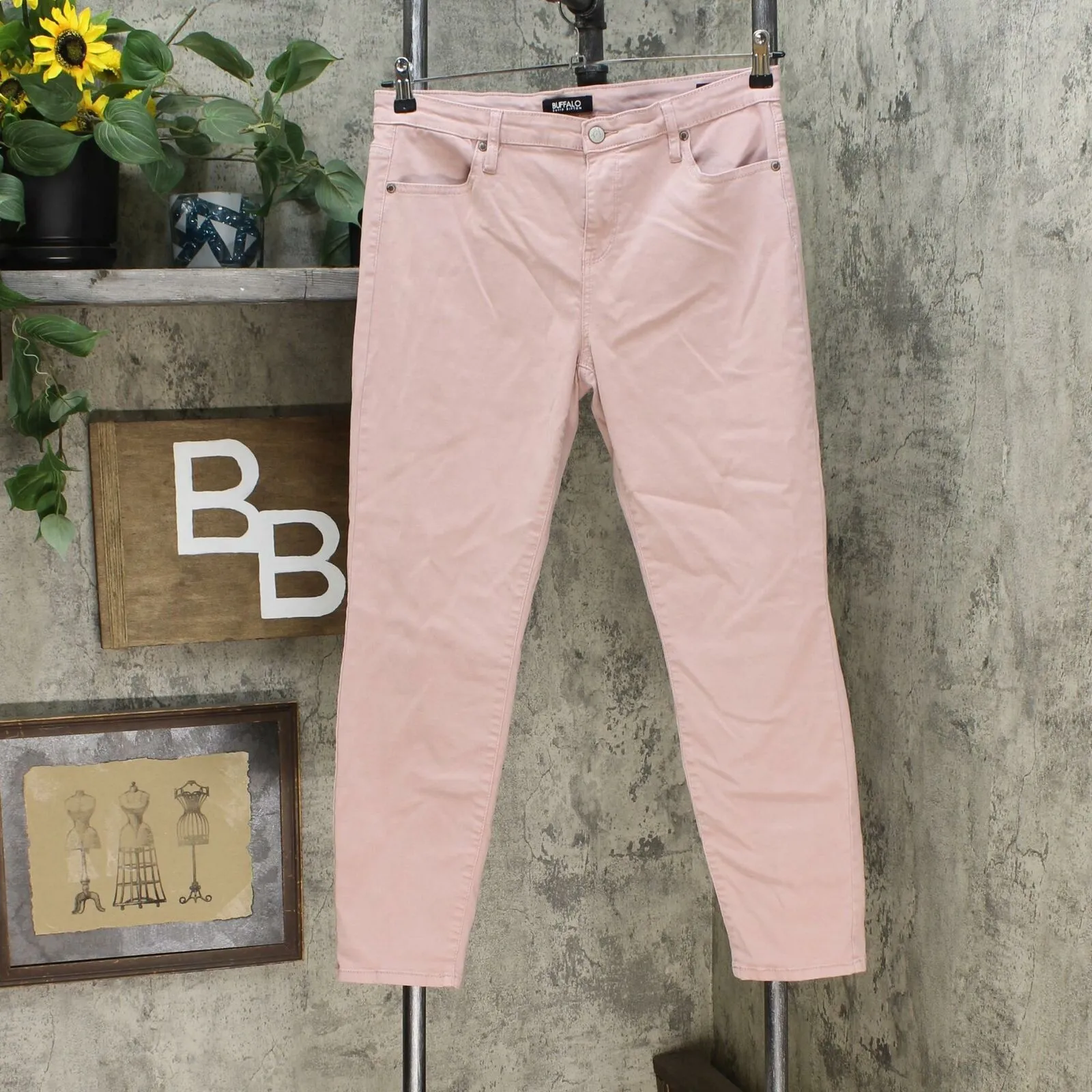 Buffalo Women's Avalon Soft Stretch Skinny Ankle Gazer Jeans Mauve Pink 12