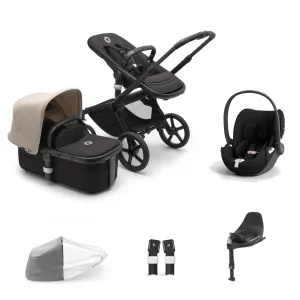 Bugaboo Fox 5, Cloud T and Base Travel System - Black/Midnight Black/Desert Taupe