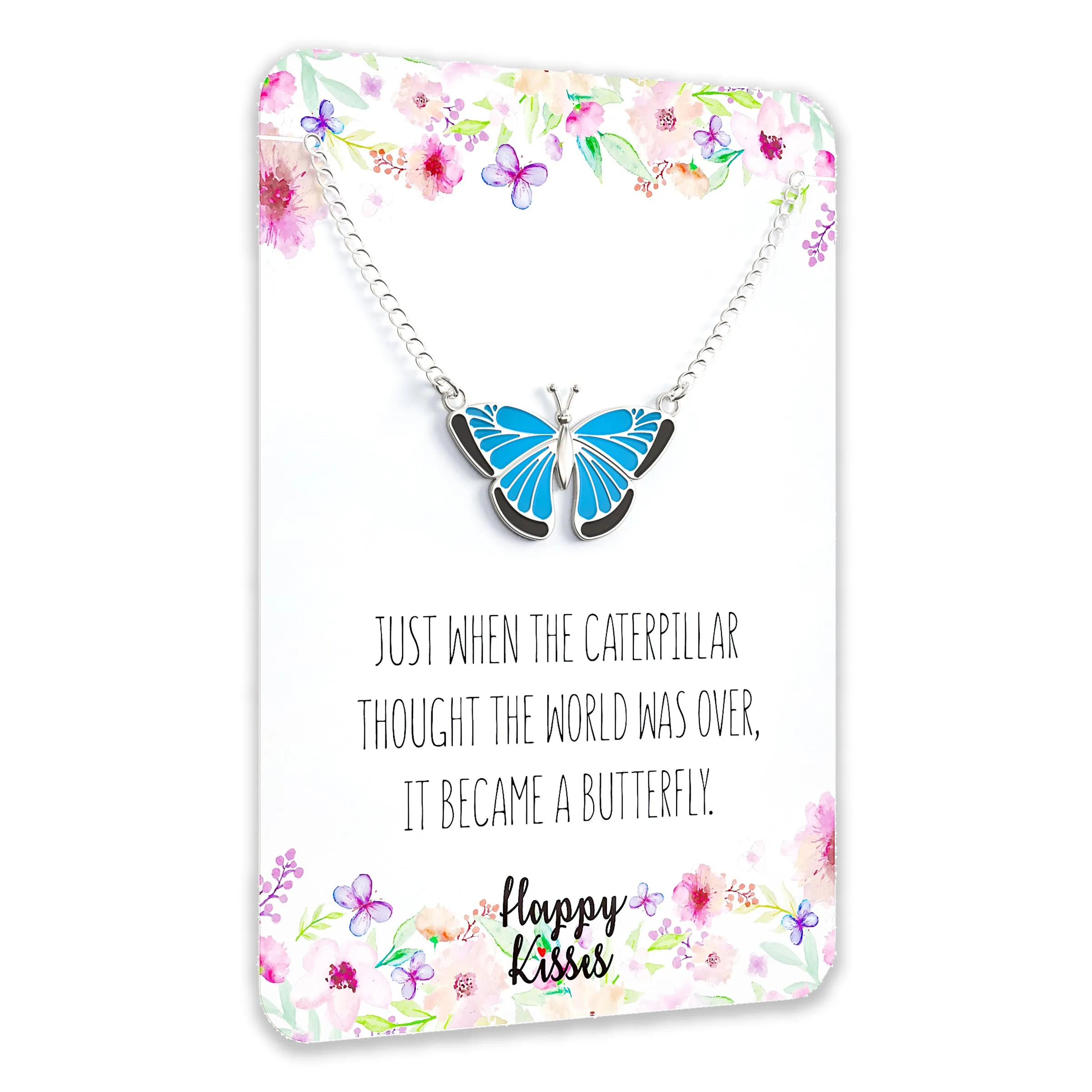 Butterfly Necklace Gift – Cute Butter Fly Pendant – Charm Jewelry for Women, Girls and Kids – with Message Card