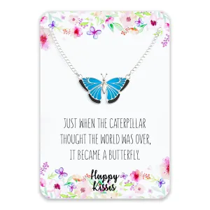 Butterfly Necklace Gift – Cute Butter Fly Pendant – Charm Jewelry for Women, Girls and Kids – with Message Card
