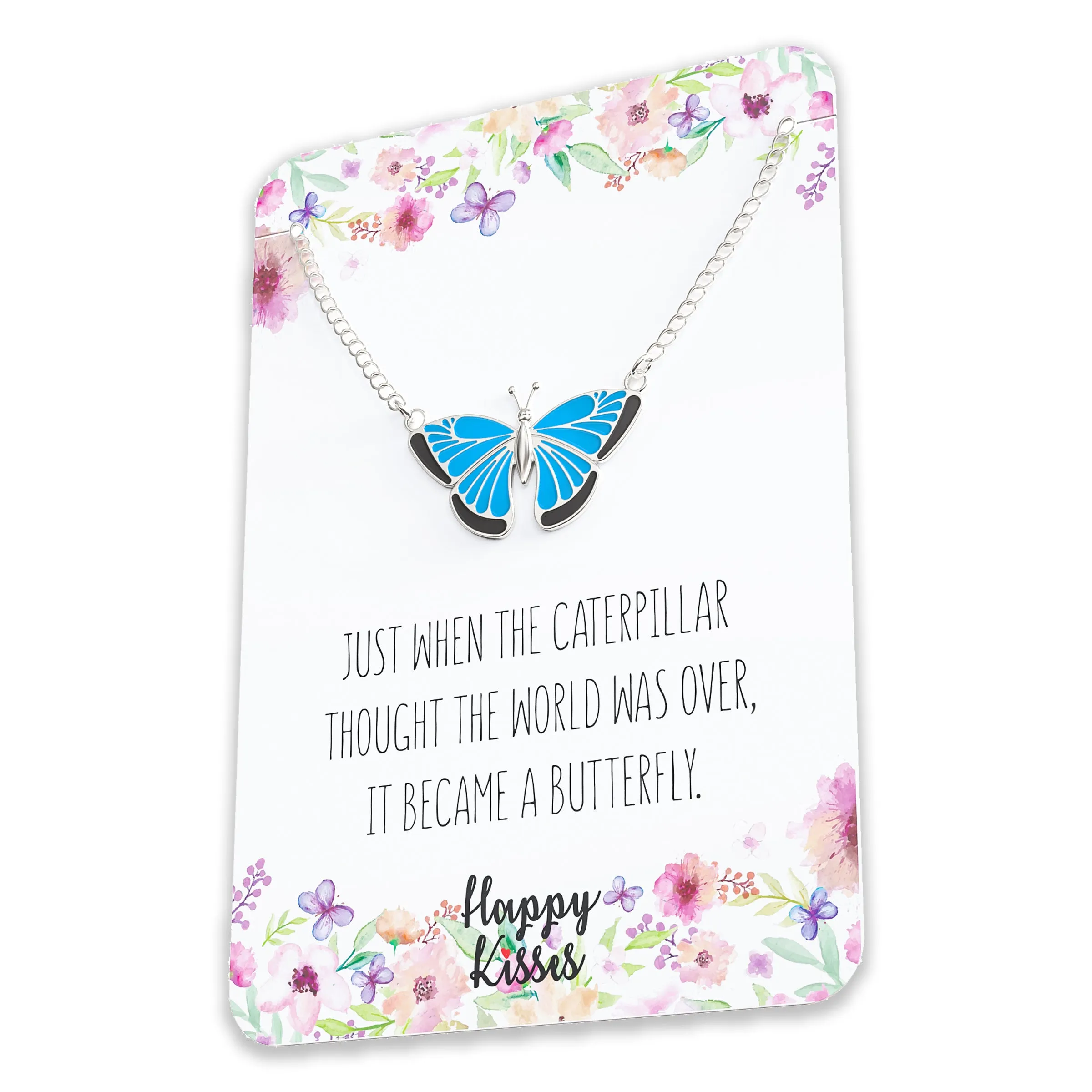 Butterfly Necklace Gift – Cute Butter Fly Pendant – Charm Jewelry for Women, Girls and Kids – with Message Card