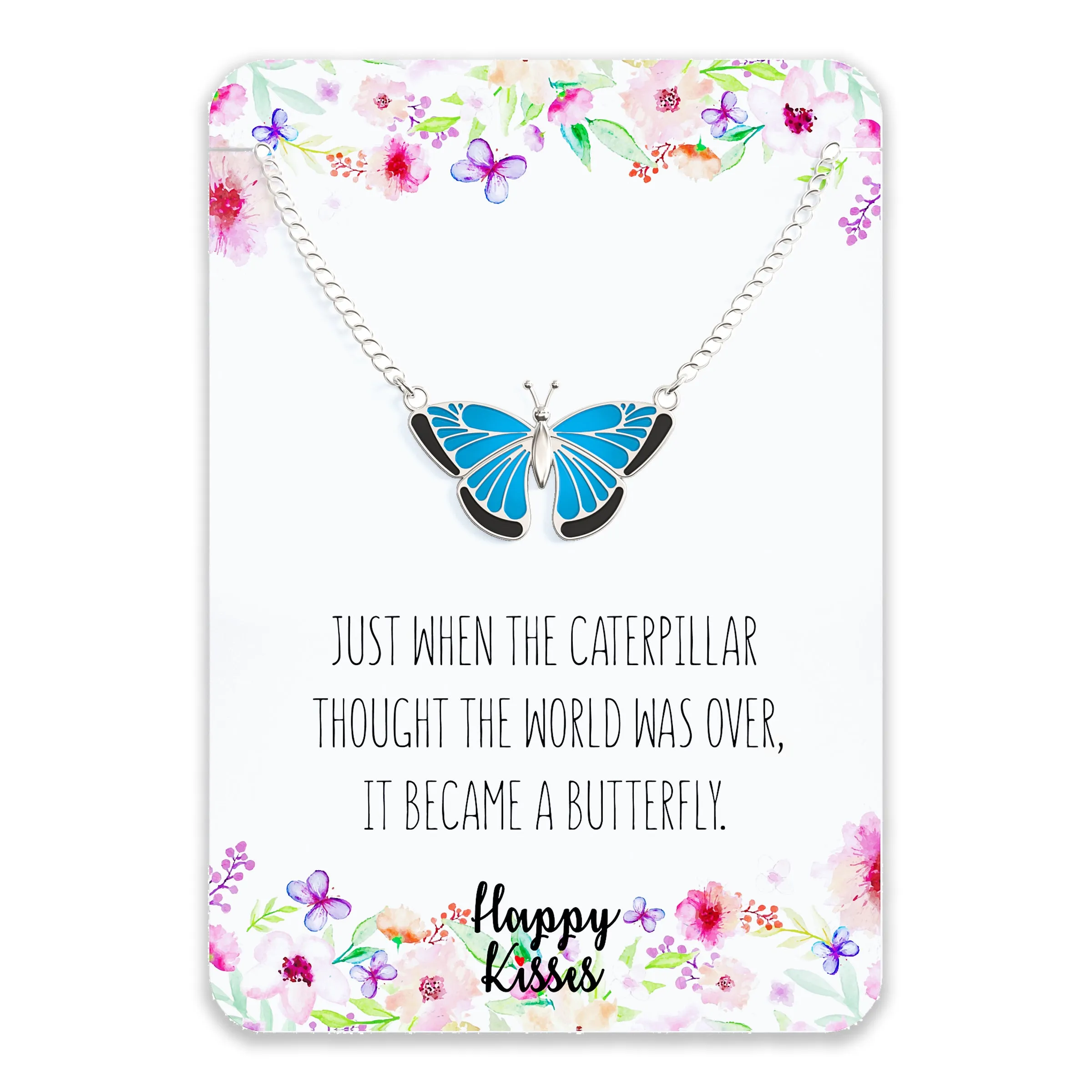 Butterfly Necklace Gift – Cute Butter Fly Pendant – Charm Jewelry for Women, Girls and Kids – with Message Card