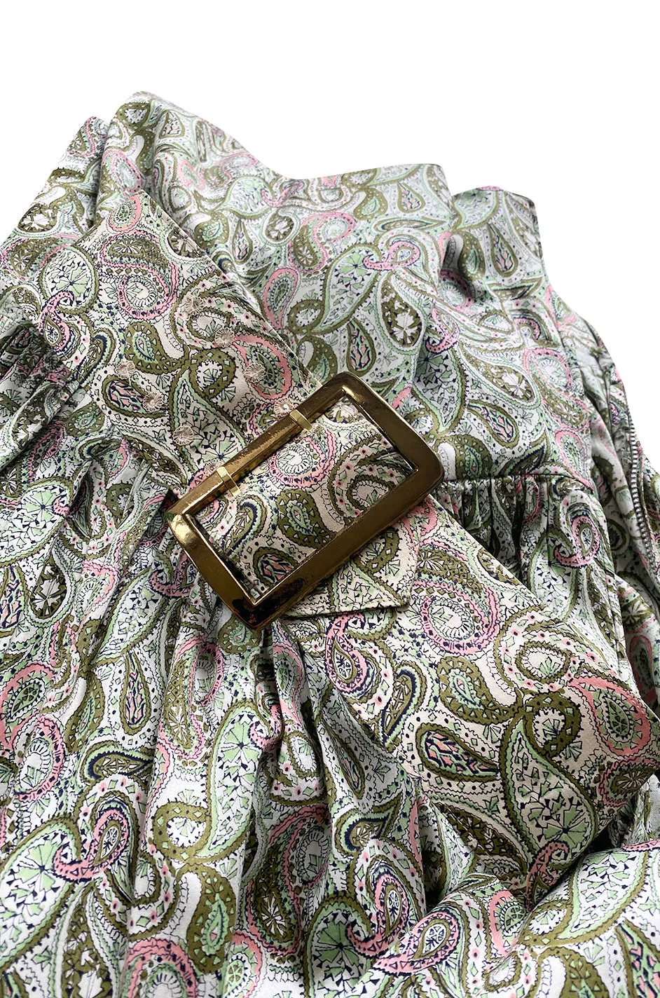c.1954 Claire McCardell Green & Pink Print Cotton Sun Dress w Belt