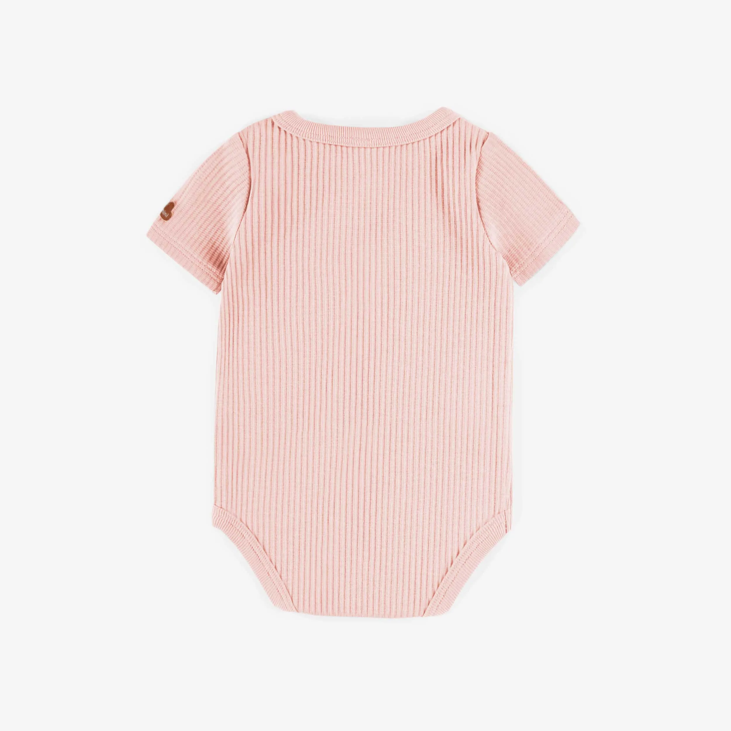 Cache-couche rose cache-coeur en coton, naissance || Pink wrapped bodysuit in cotton, newborn