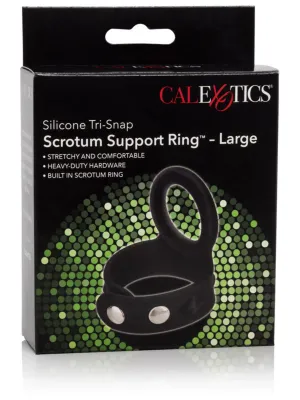 Cal Exotics - Large Silicone Tri Snap Scrotum Support Ring, Black