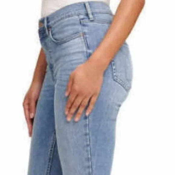 Calvin Klein sz 16W med blue wash zip up 2 button stretch High Rise Skinny Jeans