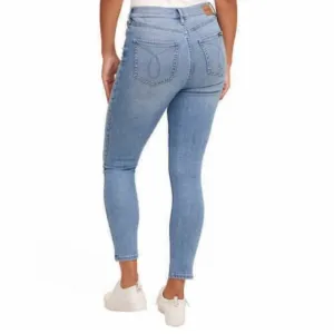 Calvin Klein sz 16W med blue wash zip up 2 button stretch High Rise Skinny Jeans