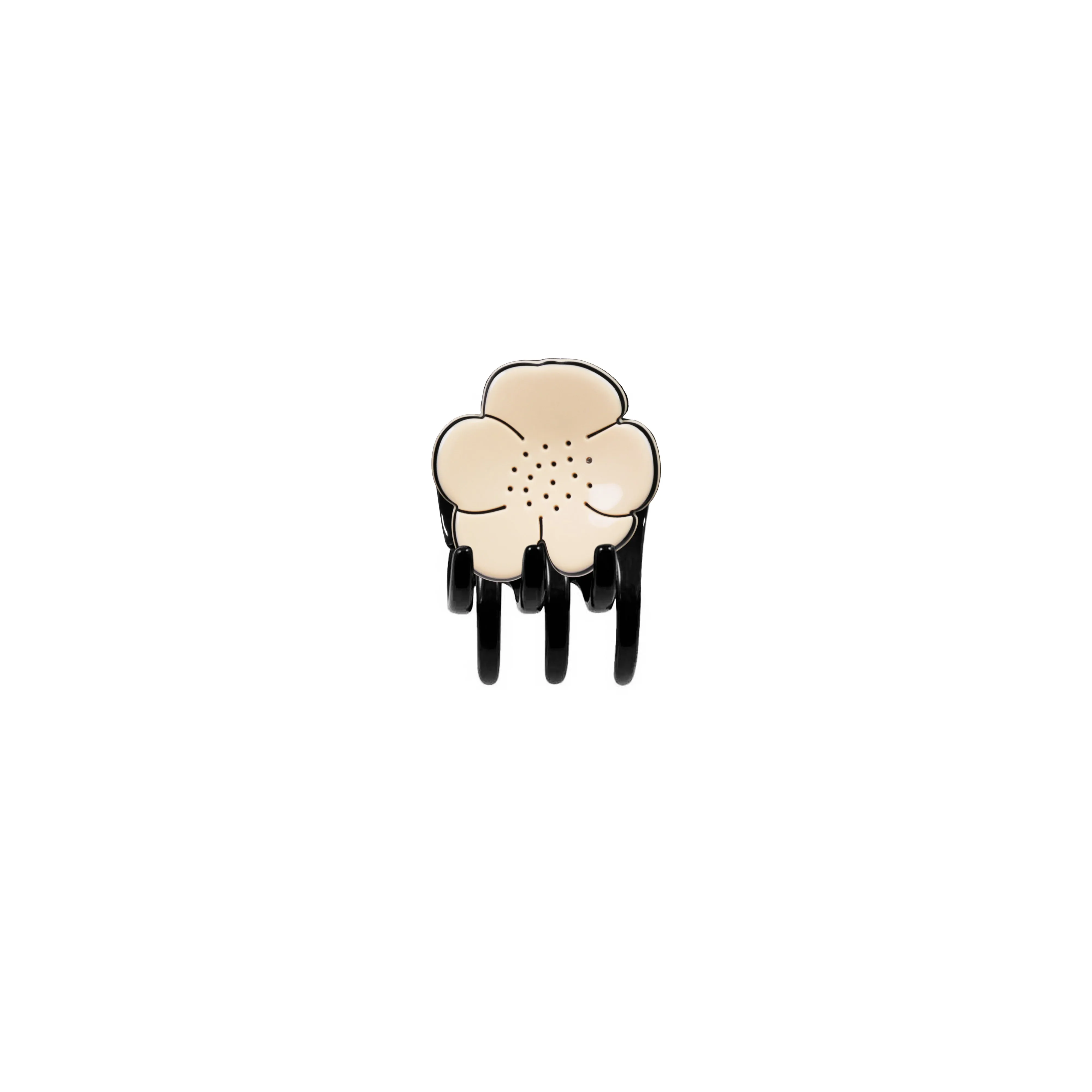 Camellia Mini Ivory Black Claw Clip