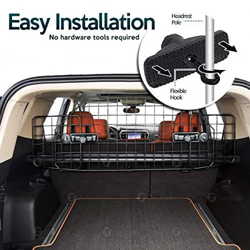 Car Dog Universal Pet Barrier - Zone Tech Premium Quality Black Heavy Duty Coated Wire Adjustable Mounted Headrest Barrier for Pet Safety Automotive
