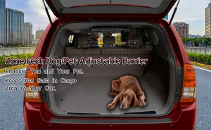 Car Dog Universal Pet Barrier - Zone Tech Premium Quality Black Heavy Duty Coated Wire Adjustable Mounted Headrest Barrier for Pet Safety Automotive