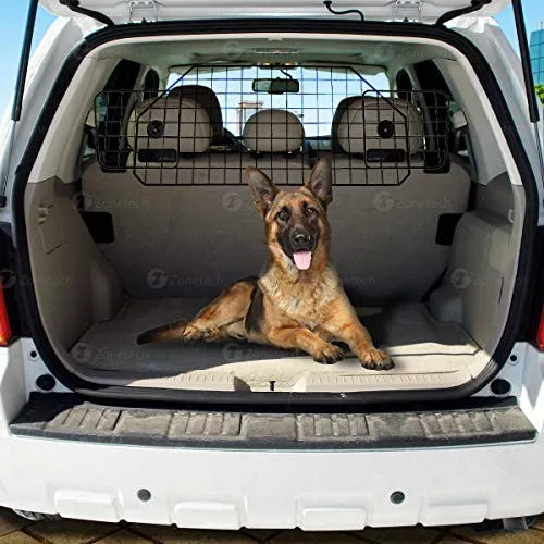 Car Dog Universal Pet Barrier - Zone Tech Premium Quality Black Heavy Duty Coated Wire Adjustable Mounted Headrest Barrier for Pet Safety Automotive