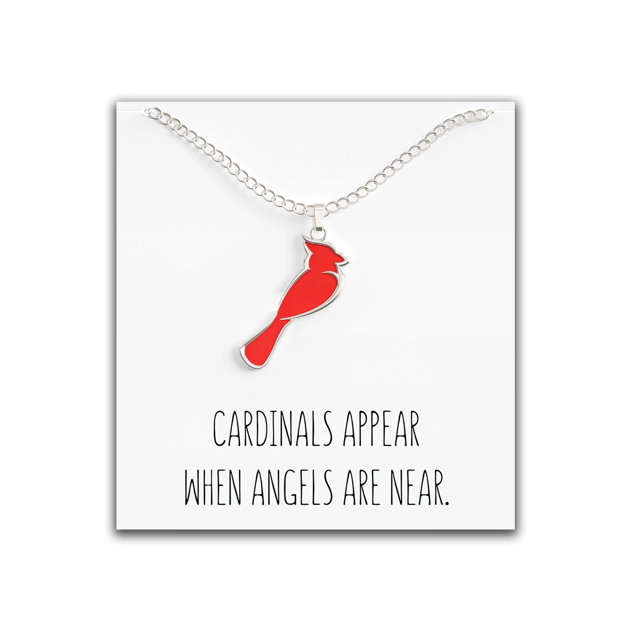 Cardinal Necklace For Women – Cardinals Appear When Angels Are Near Message Card