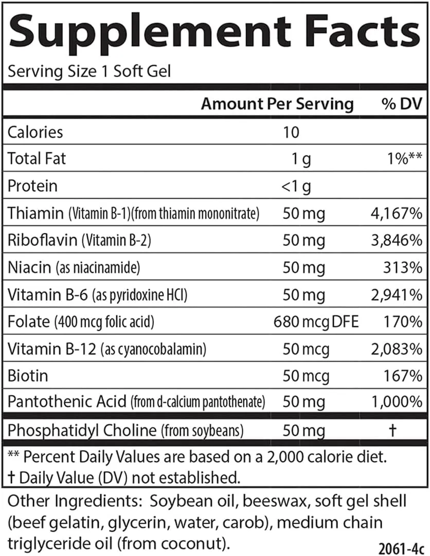 Carlson - B-50 Gels, Vitamin B Complex, Energy Production, Cellular Support & Optimal Wellness, 100 Softgels