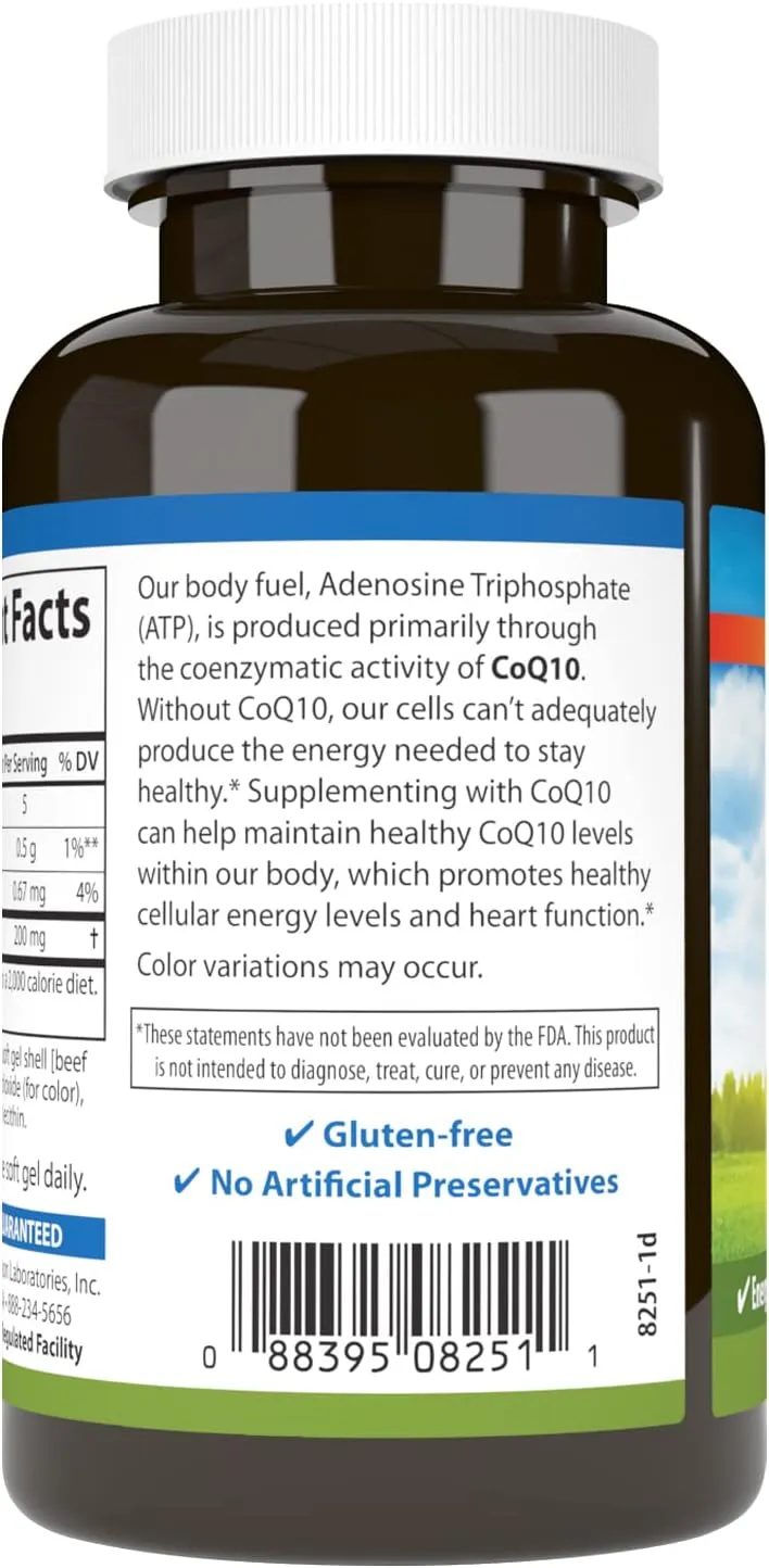 Carlson - Co-Q10, Co-Enzyme Q10, 200 mg, Energy Production & Heart Function, 90 Softgels