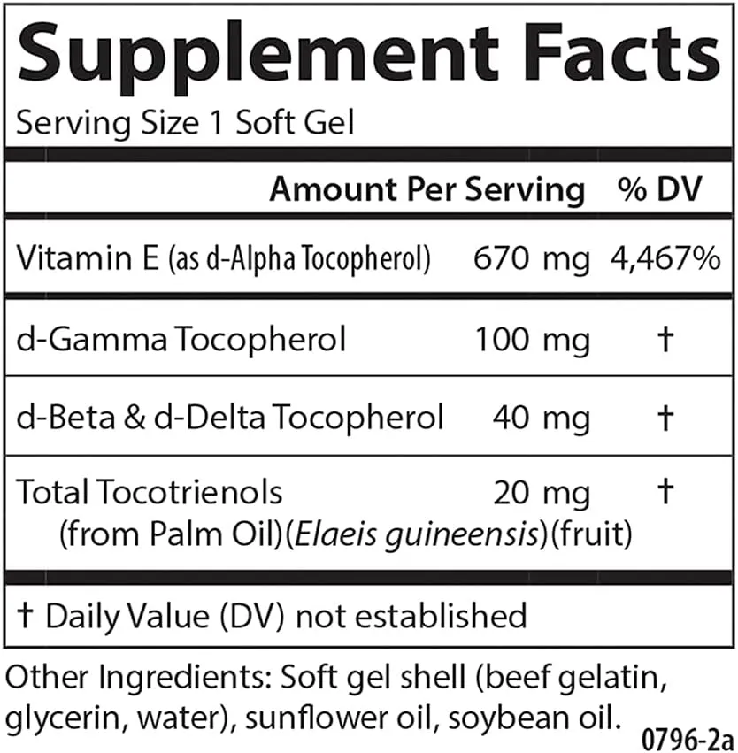 Carlson - E-Gems Elite, 1000 IU (670 mg) Vitamin E with Tocopherols and Tocotrienols, Optimal Wellness, 60 Softgels