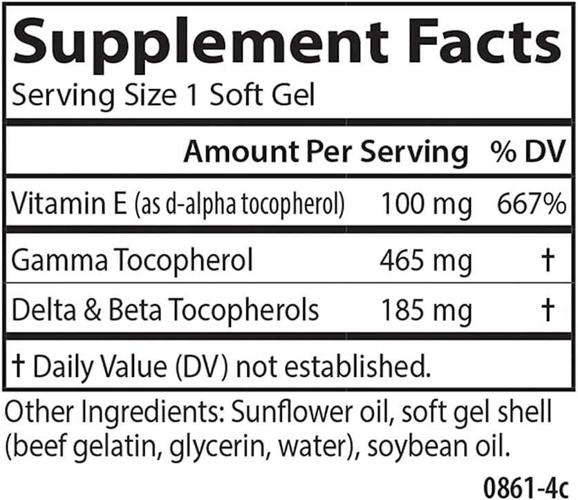 Carlson - Gamma E-Gems, 465 mg, Gamma Tocopherol, Vitamin E Tocopherol, Optimal Wellness, 120 Softgels