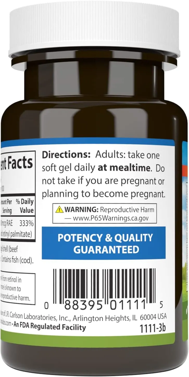 Carlson - Vitamin A, 10000 IU (3000 mcg RAE), Vision Health, 100 Softgels