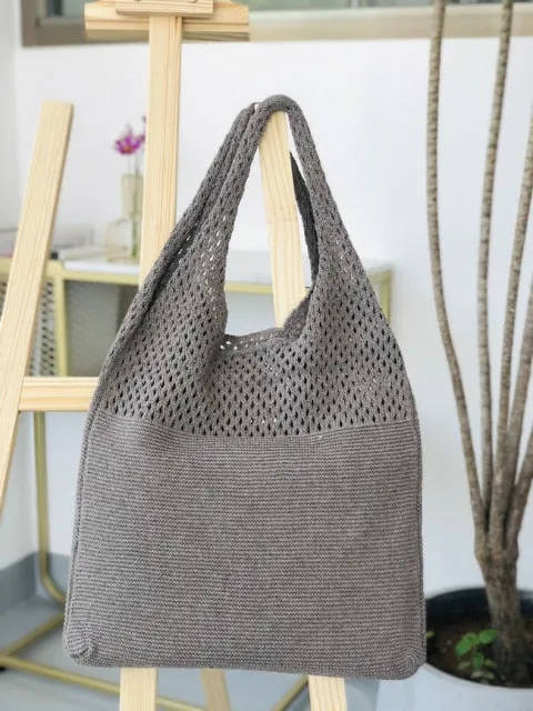 casual hollow woven women shoulder bags designer knitting handbags large capacity tote summer beach bag big purses shopper sac