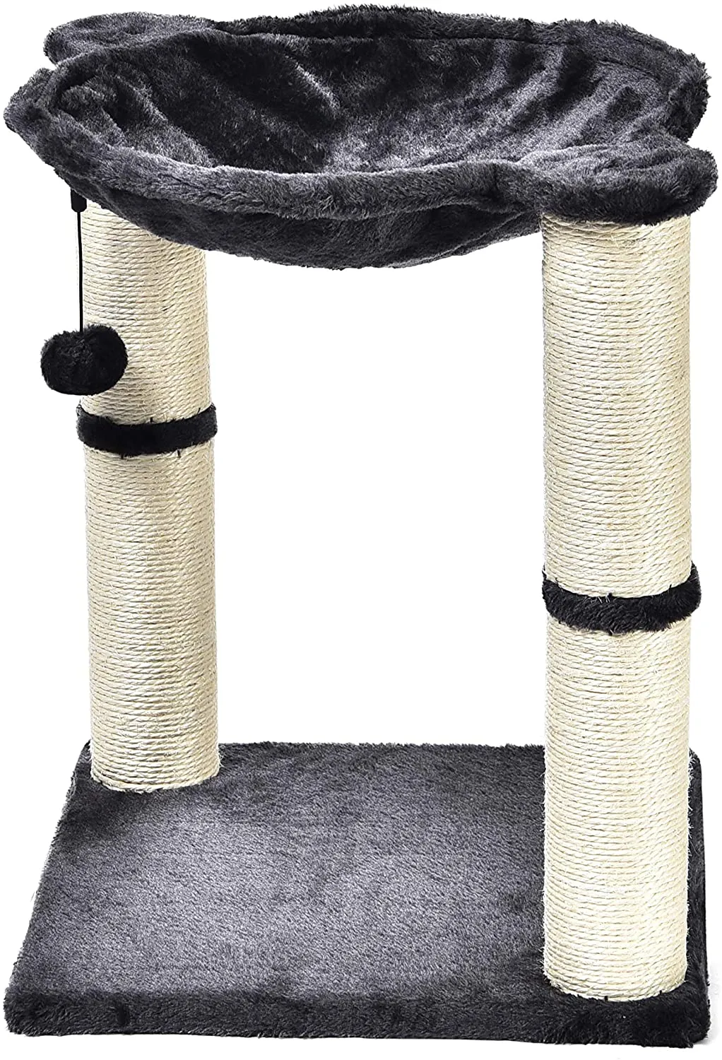Cat Condo Tree Tower With Hammock Bed And Scratching Post - 16 x 20 x 16 Inches, Grey