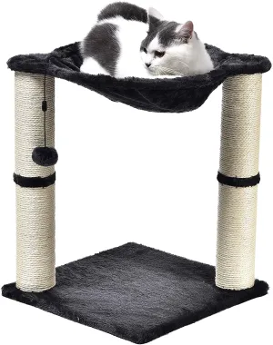 Cat Condo Tree Tower With Hammock Bed And Scratching Post - 16 x 20 x 16 Inches, Grey