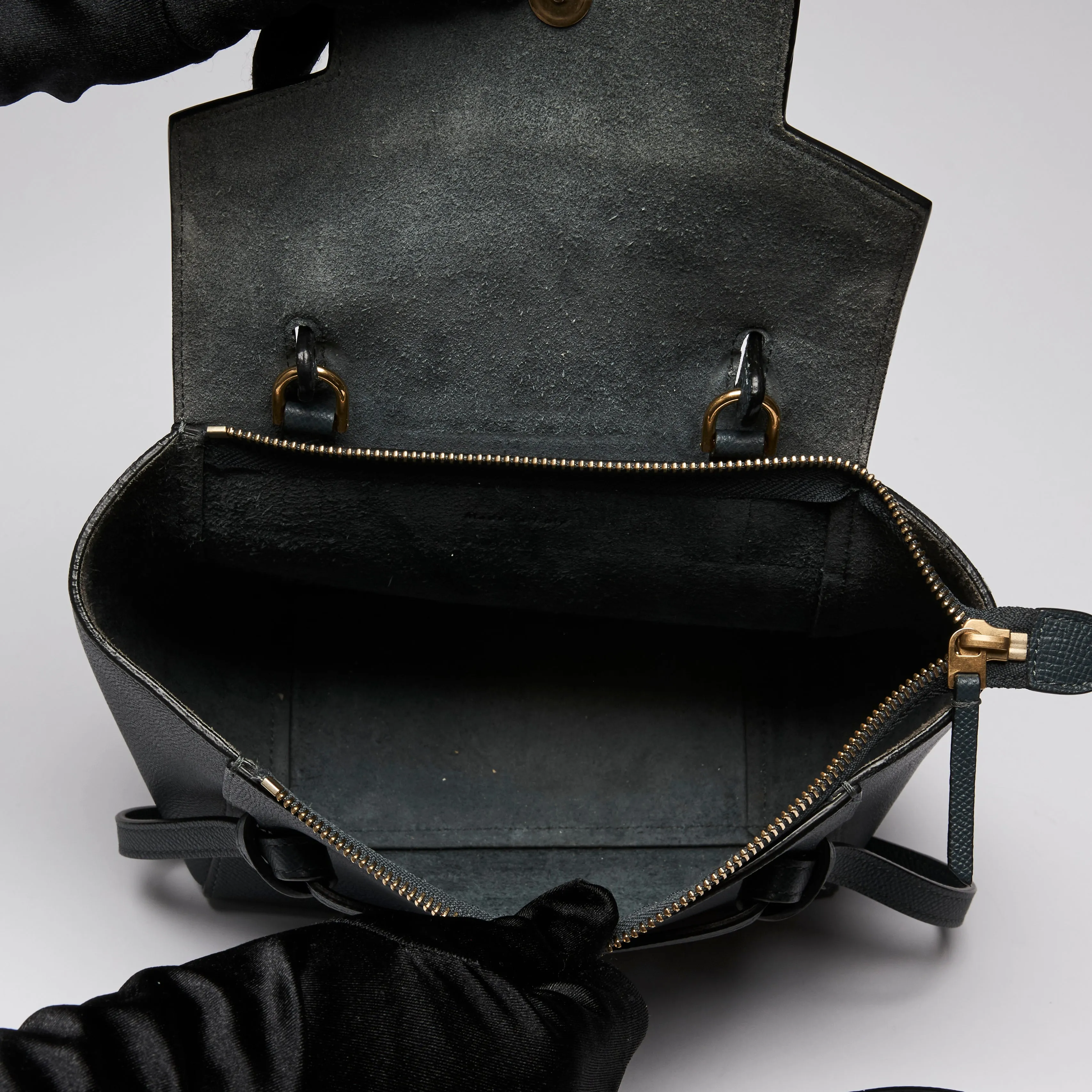 Celine Navy Blue Nano Belt Bag in Grained Calfskin