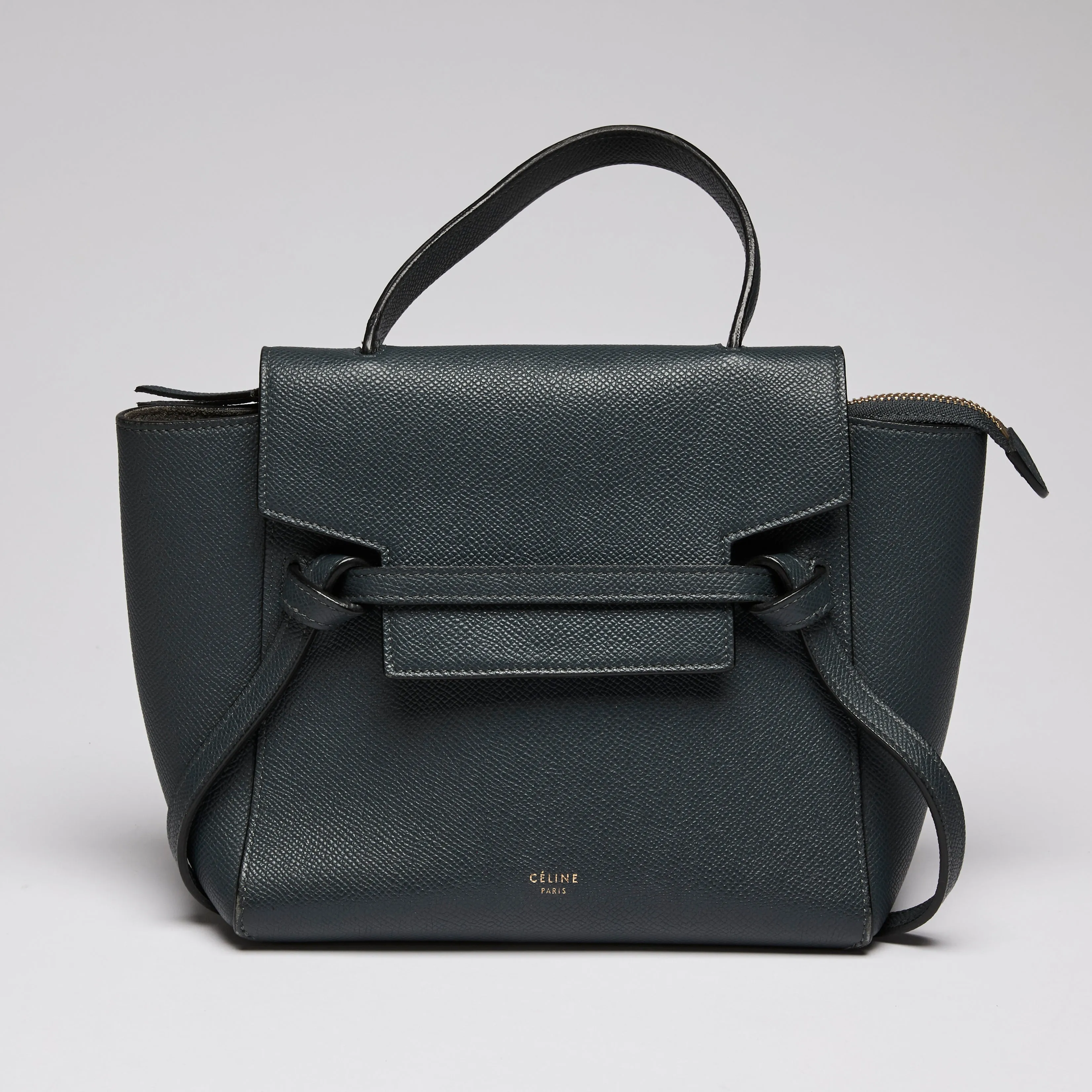 Celine Navy Blue Nano Belt Bag in Grained Calfskin