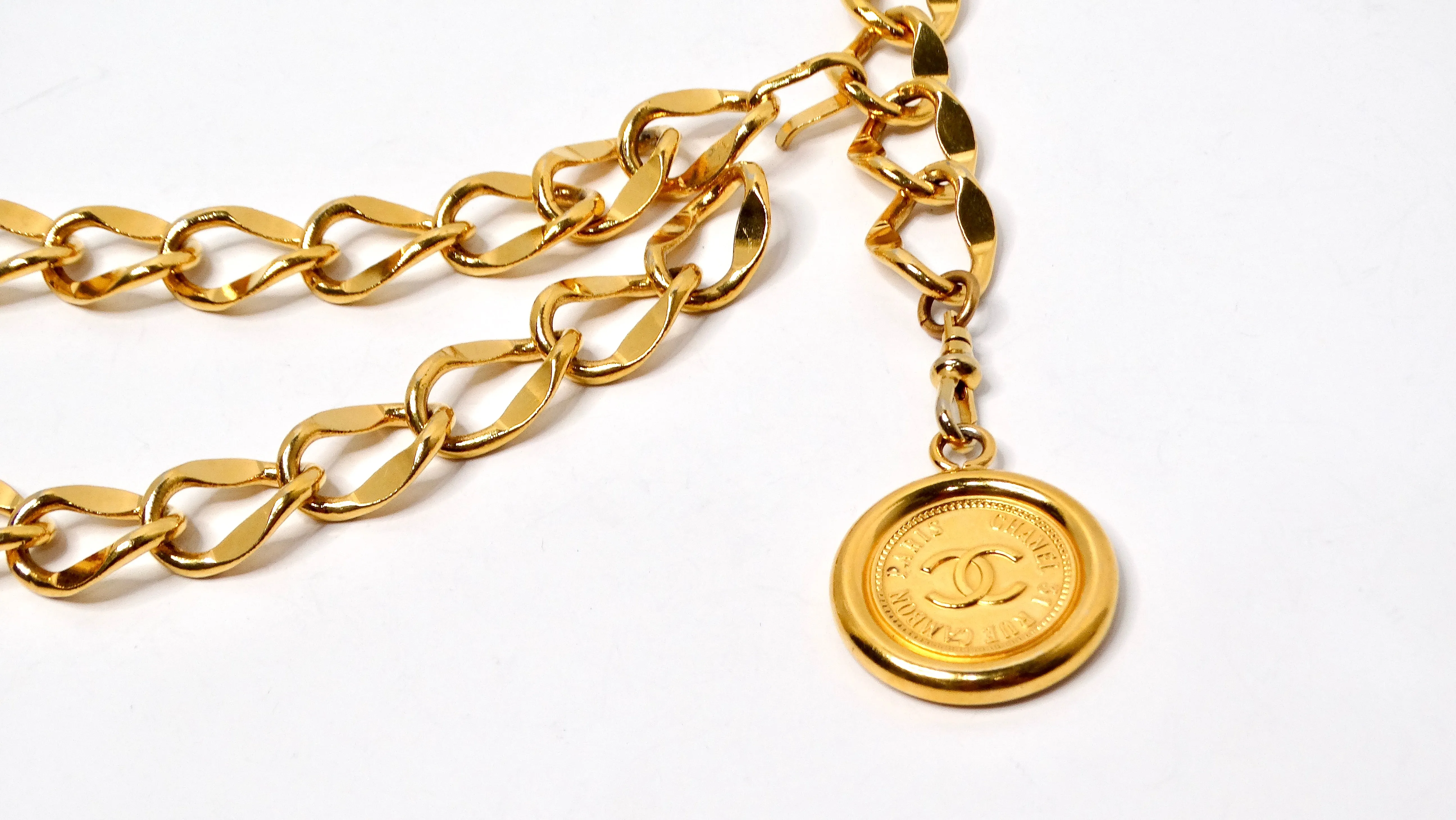 Chanel Circa 1990s Gold-Tone Logo Medallion Chain Belt