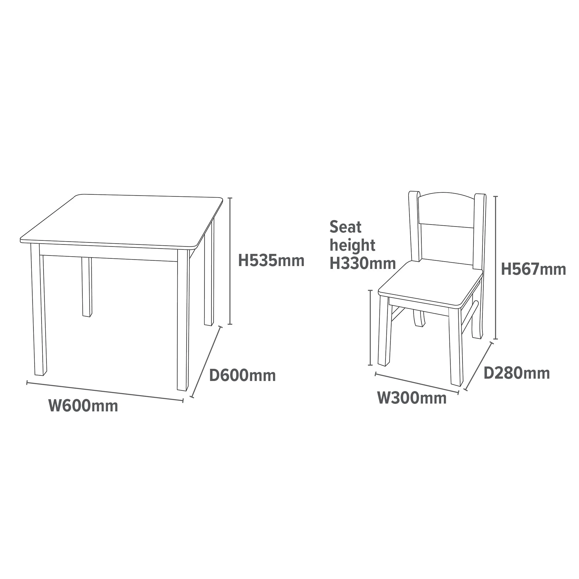 Children's | Kids Modern Wooden Table and Chairs | White | Solid Wood