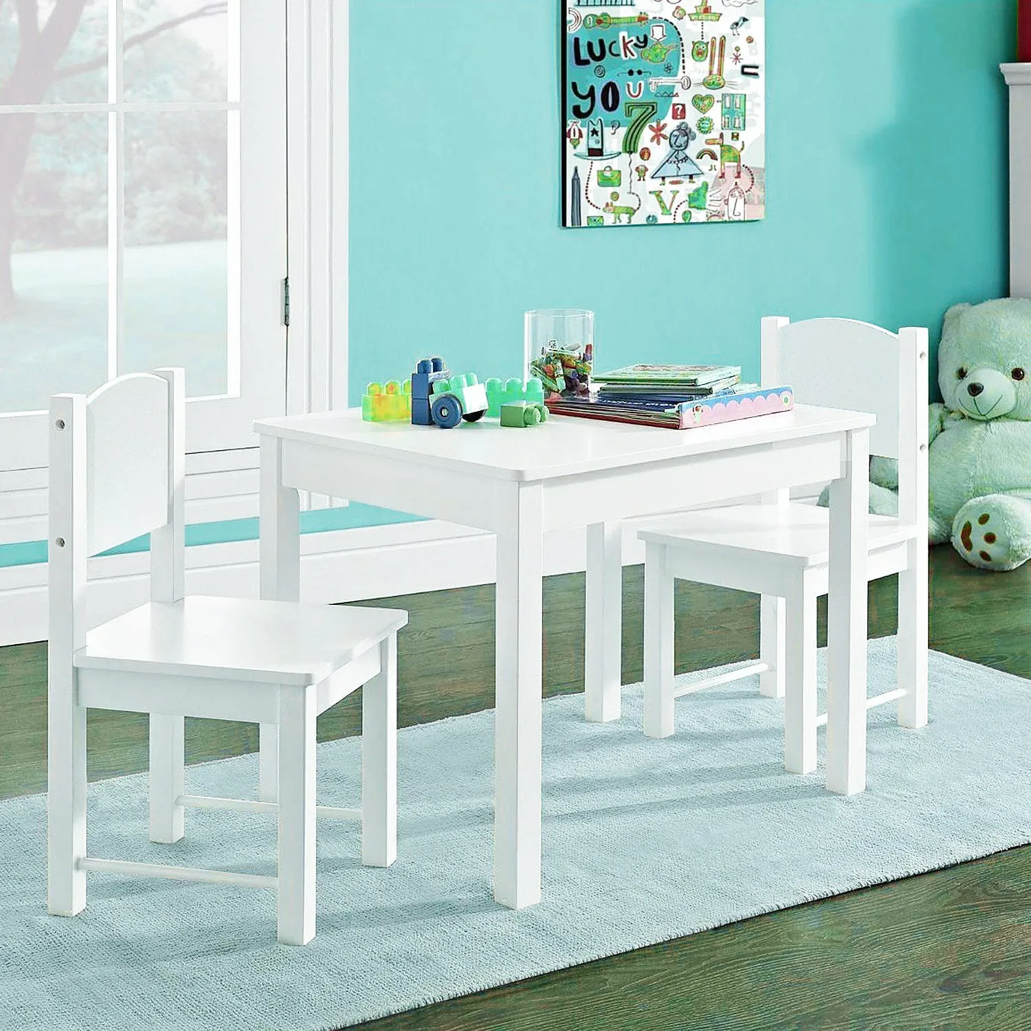 Children's | Kids  Wooden Table and Chairs | White or Grey | 3-8 Years