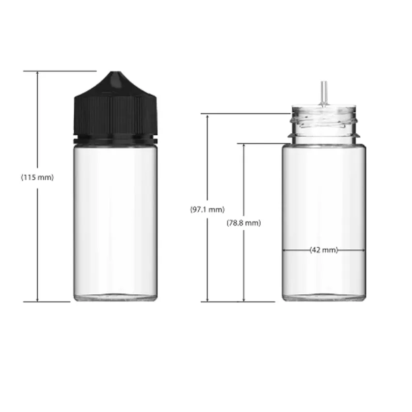 Chubby Gorilla 100Ml V3 Pet Unicorn Bottle With Cr & Tamper Evident Break-Off Band (Translucent Black Bottle With Opaque Black Closure) - (400 Count)