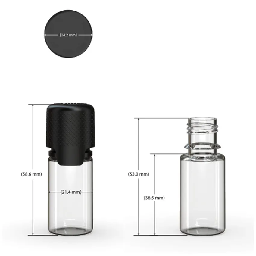 Chubby Gorilla 10Ml Aviator Cr Bottle With Inner Seal & Tamper Evident Break-Off Band (Opaque Black Bottle With Opaque Black Closure) - (1000 Count)