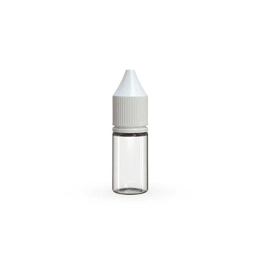 Chubby Gorilla 10Ml V3 Pet Unicorn Bottle With Cr & Tamper Evident Break-Off Band (Clear Natural Bottle With Opaque White Closure) - (2000 Count)