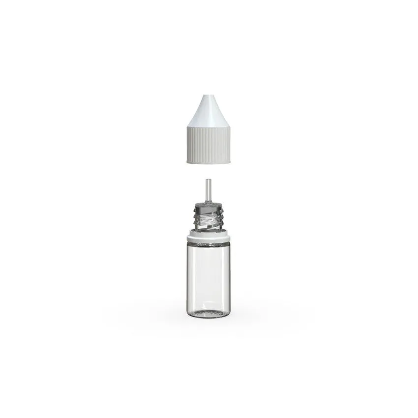Chubby Gorilla 10Ml V3 Pet Unicorn Bottle With Cr & Tamper Evident Break-Off Band (Clear Natural Bottle With Opaque White Closure) - (2000 Count)