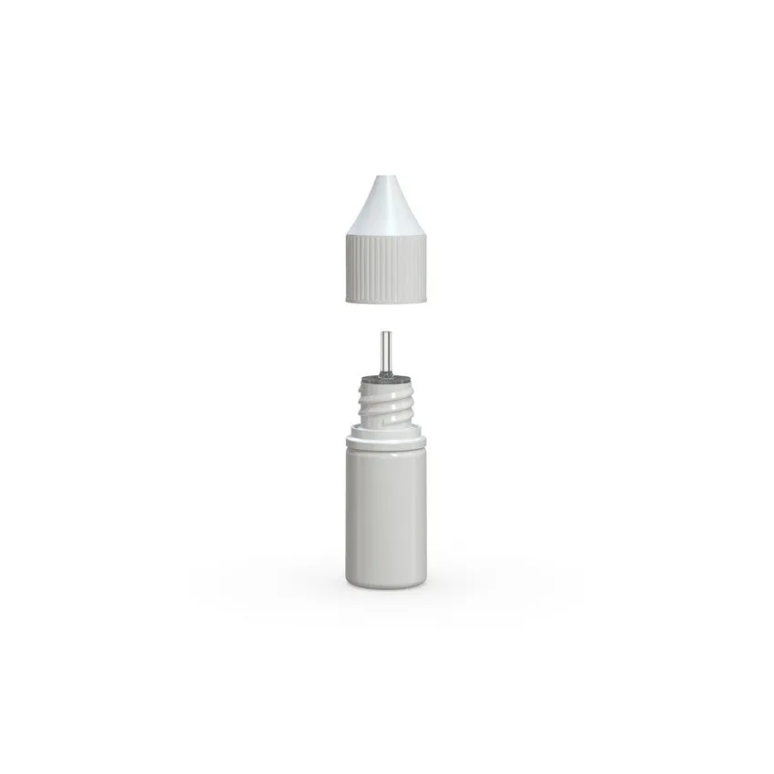 Chubby Gorilla 10Ml V3 Pet Unicorn Bottle With Cr & Tamper Evident Break-Off Band (Opaque White Bottle With Opaque White Closure) - (2000 Count)