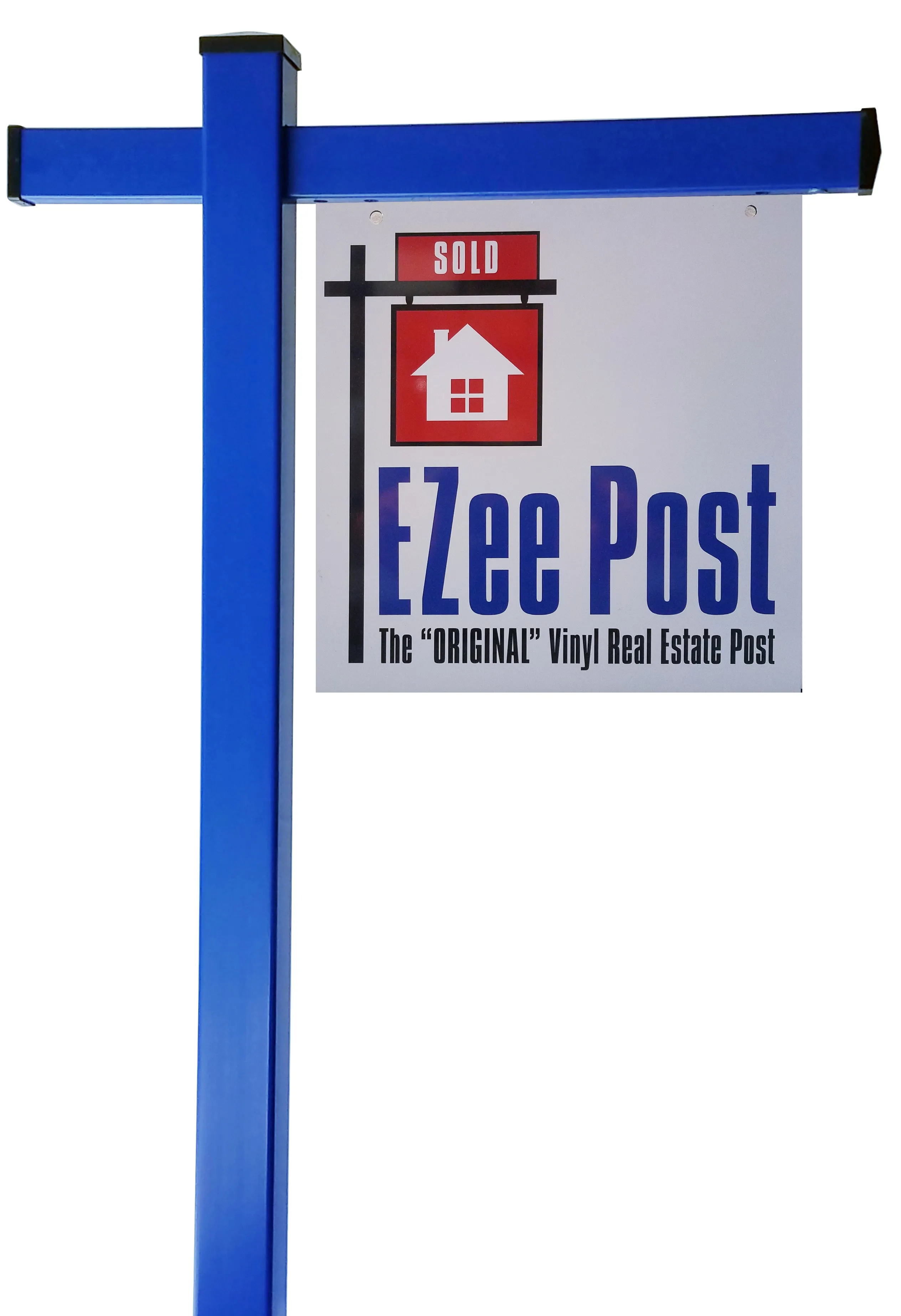 Classic 2-Piece Real Estate Yard Sign Post (Riders Included) - Blue