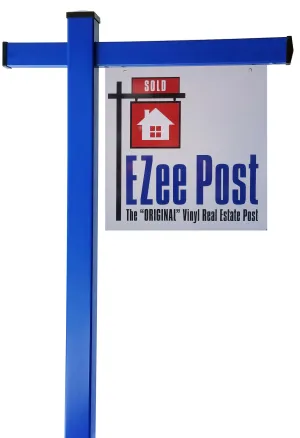 Classic 2-Piece Real Estate Yard Sign Post (Riders Included) - Blue
