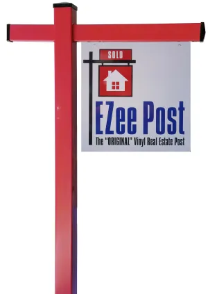 Classic 2-Piece Real Estate Yard Sign Post (Riders Included) - Red