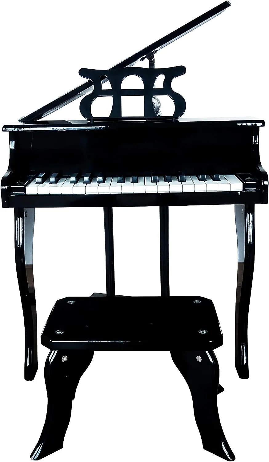 Classic 30 Keys Mini Wooden Grand Piano & Stool | Educational Musical Instrument | Black