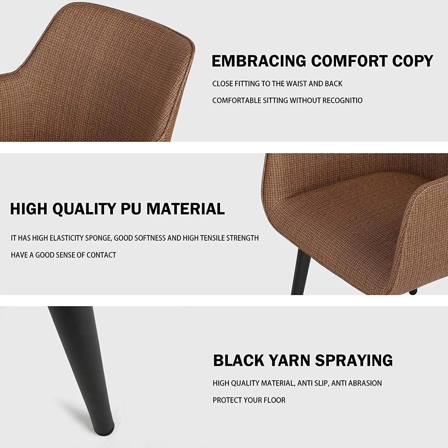 Classic Dining Chair Home Office Chair Modern Leisure Chair PU Leather Side Chair, Coffee
