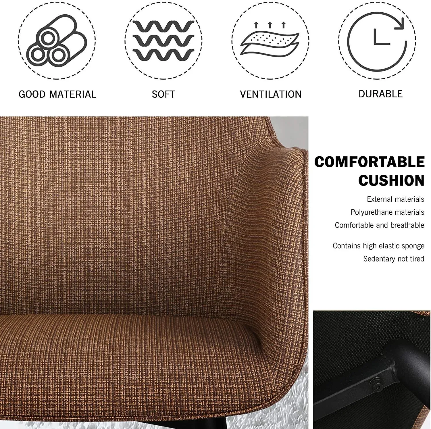 Classic Dining Chair Home Office Chair Modern Leisure Chair PU Leather Side Chair, Coffee