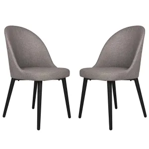 Classic Dining Chair Set of 2, Modern Family Leisure Chair with Steel Legs, PU Leather Mid Back Side Chair, Grey