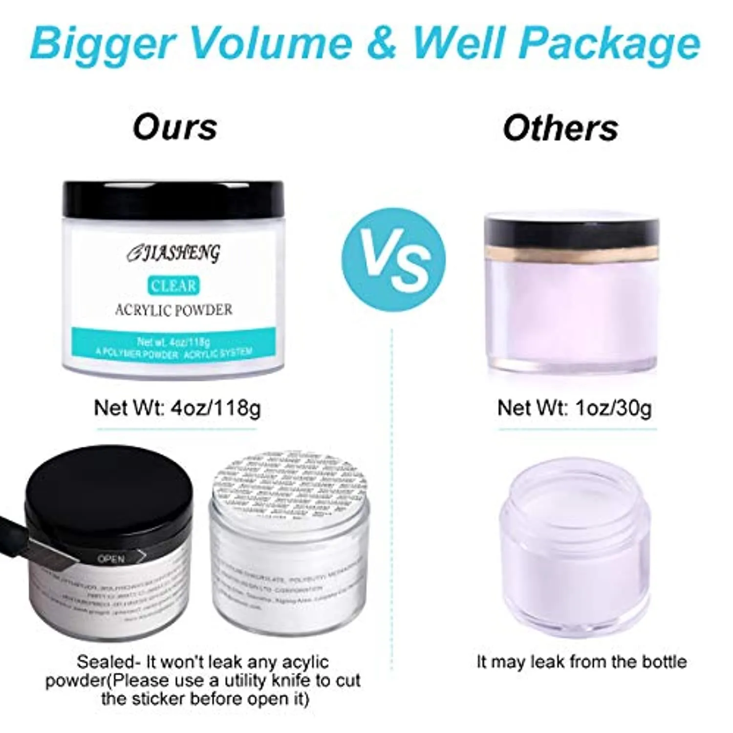 Clear Acrylic Powder, 4oz Acrylic Powder, Professional Acrylic Nail Kit Nail Extension System Acrylic Nails Powder 118g