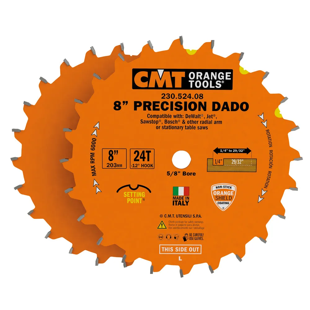 CMT 230.524.08 8" x 24T Wood / Melamine Dado Set